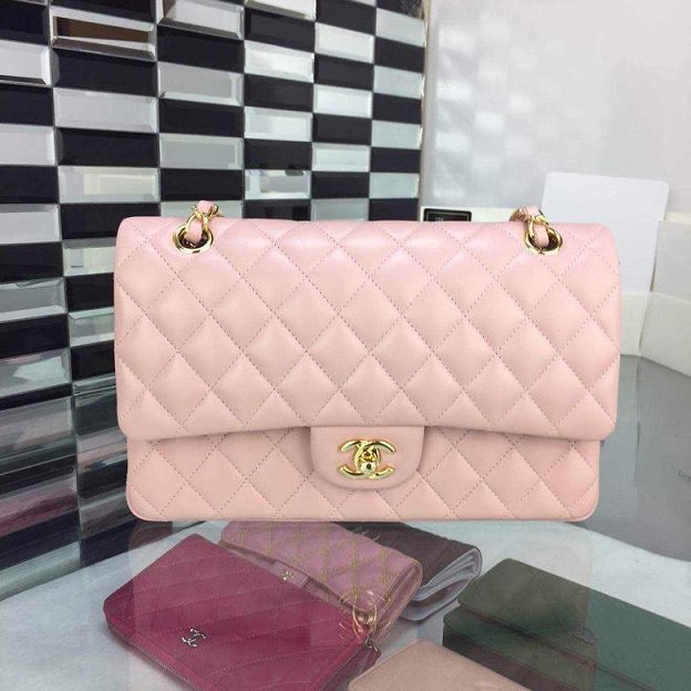 CC original handmade lambskin medium flap bag HA01112 pink