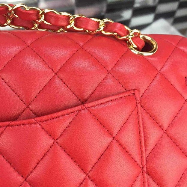 CC original handmade lambskin medium flap bag HA01112 red