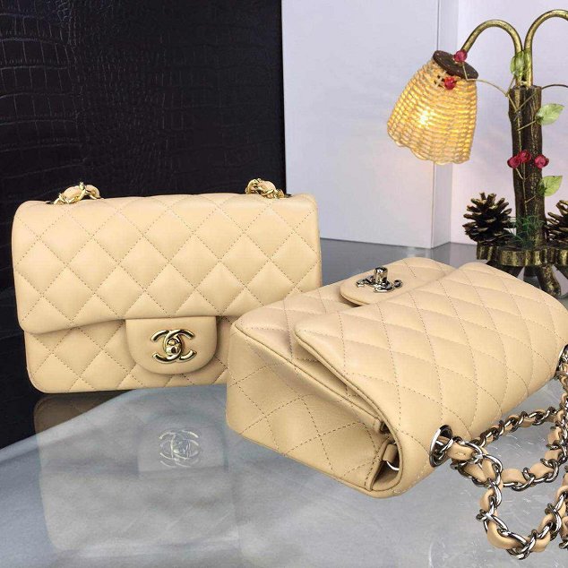 CC original handmade lambskin mini flap bag HA69900 apricot