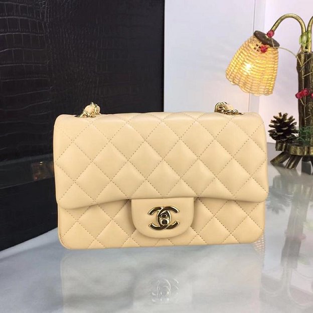 CC original handmade lambskin mini flap bag HA69900 apricot