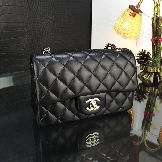 CC original handmade lambskin mini flap bag HA69900 black