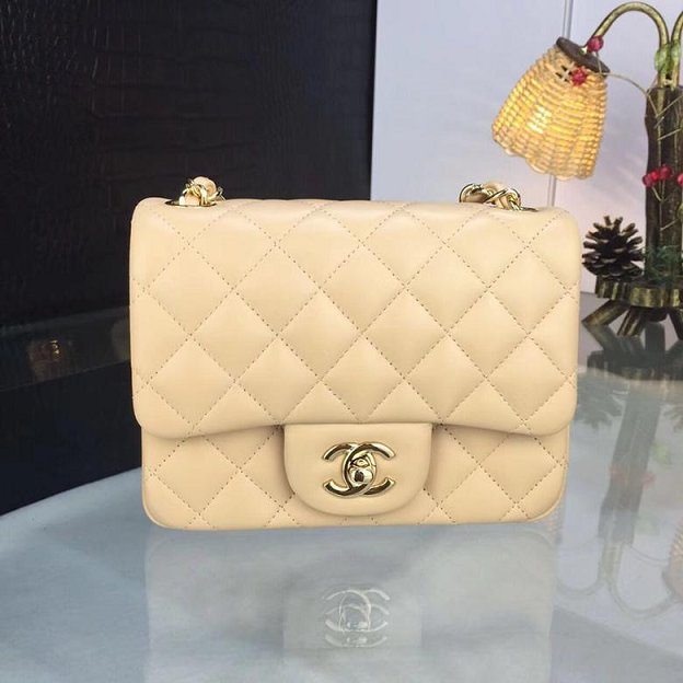 CC original handmade lambskin super mini flap bag HA35200 apricot