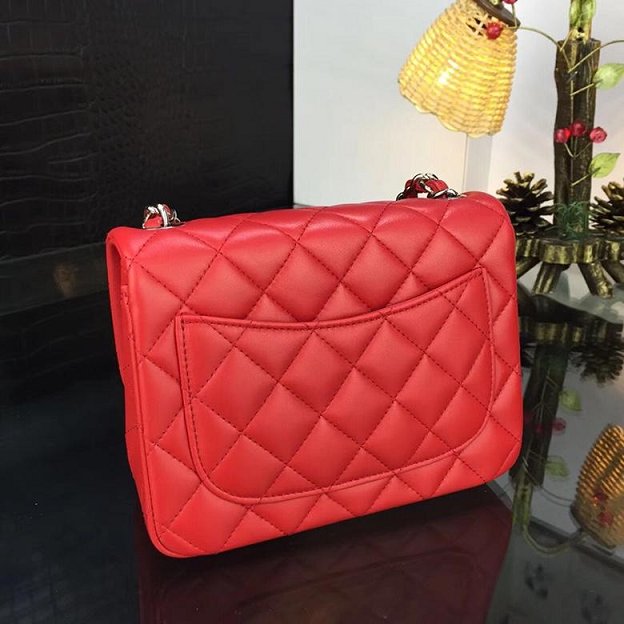 CC original handmade lambskin super mini flap bag HA35200 red