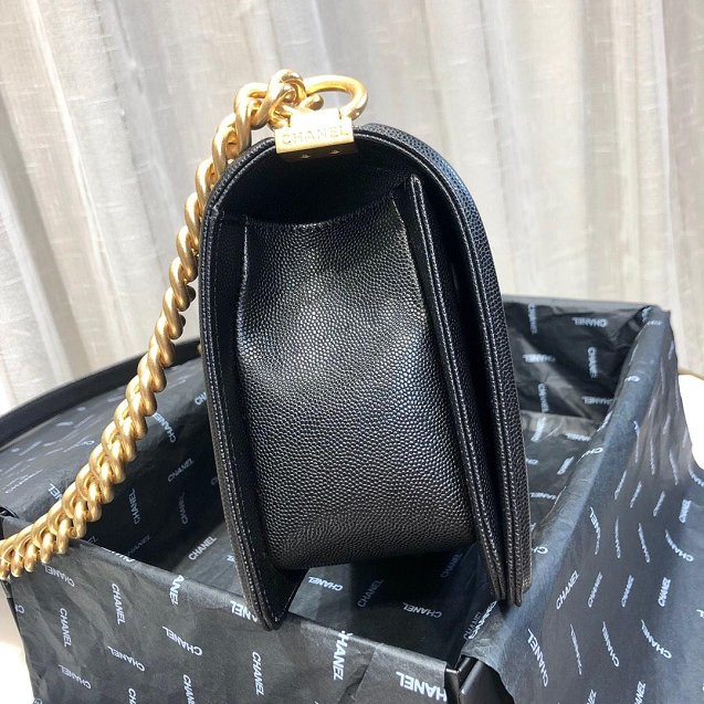 CC original small-grained calfskin medium boy handbag 67086 black