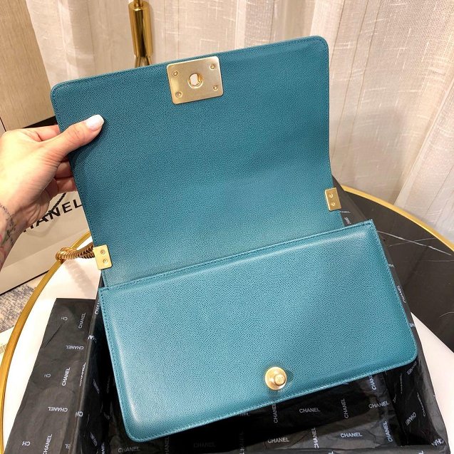 CC original small-grained calfskin medium boy handbag 67086 emerald