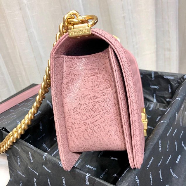 CC original small-grained calfskin medium boy handbag 67086 pink