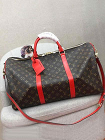 2019 louis vuitton original monogram canvas keepall bandouliere 50 M44643 red