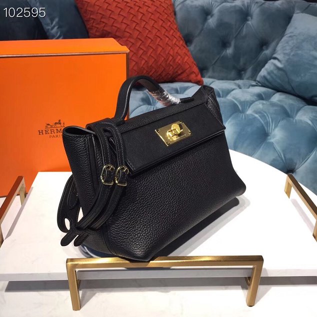 Hermes togo leather small kelly 2424 bag H03698 black