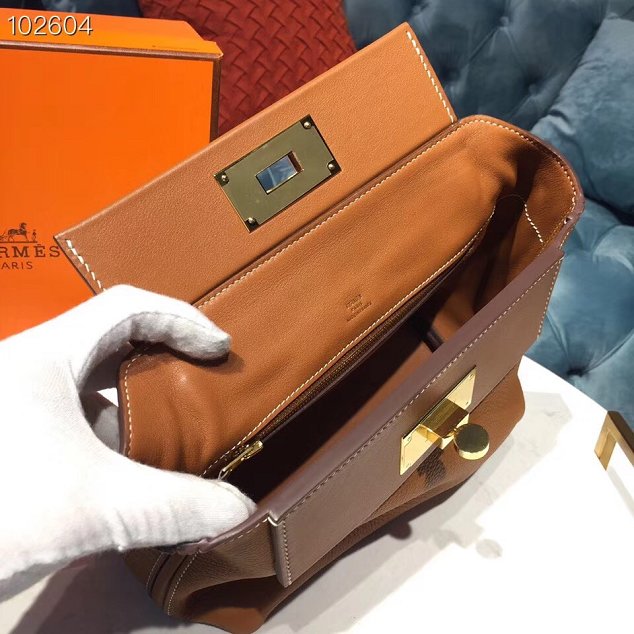 Hermes togo leather small kelly 2424 bag H03698 caramel