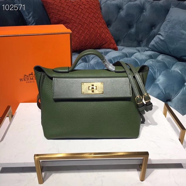 Hermes togo leather small kelly 2424 bag H03698 khaki