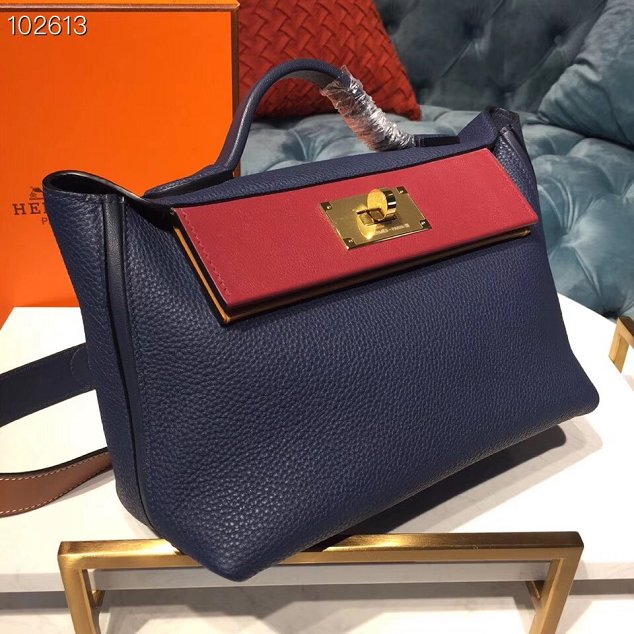 Hermes togo leather small kelly 2424 bag H03698 royal blue