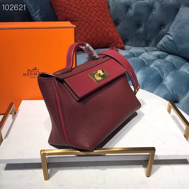 Hermes togo leather kelly 2424 bag H03699 bordeaux