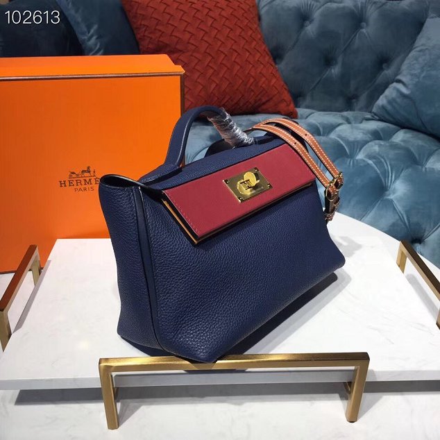 Hermes togo leather kelly 2424 bag H03699 royal blue