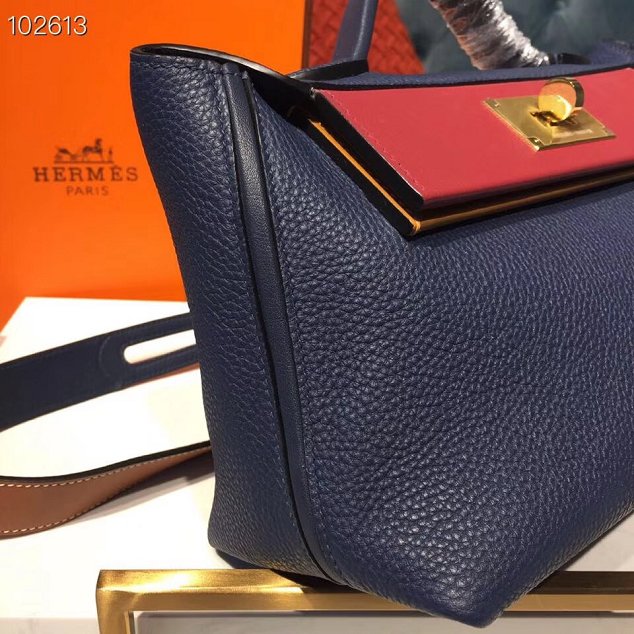 Hermes togo leather kelly 2424 bag H03699 royal blue