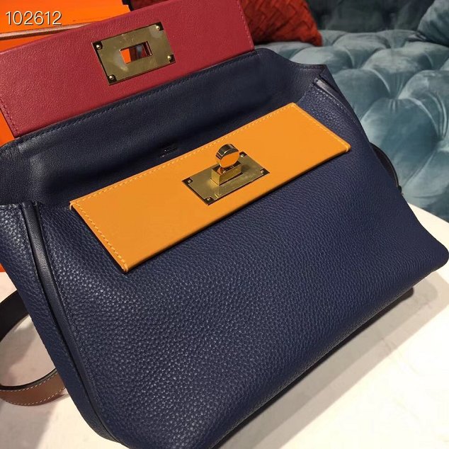 Hermes togo leather kelly 2424 bag H03699 royal blue