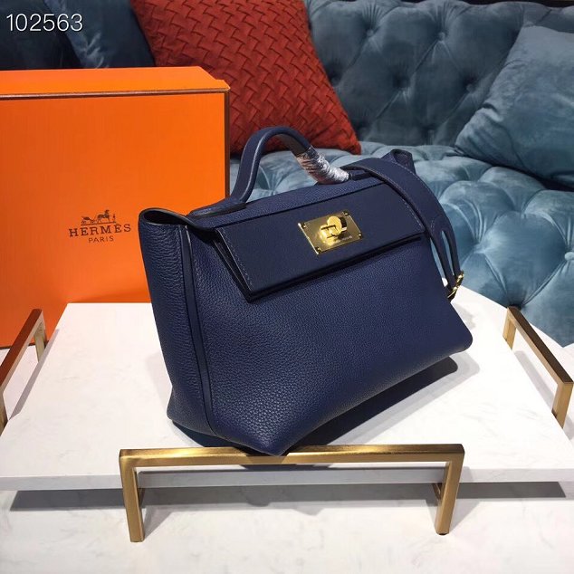 Hermes togo leather kelly 2424 bag H03699 royal blue