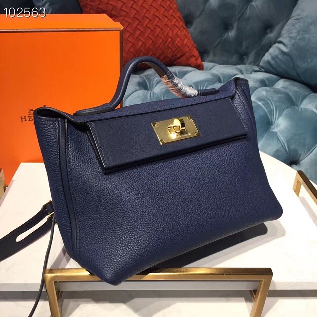 Hermes togo leather kelly 2424 bag H03699 royal blue