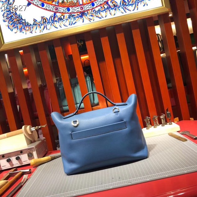 Hermes togo leather small kelly 2424 bag H03698 blue