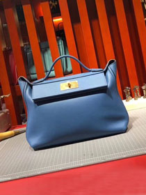 Hermes togo leather small kelly 2424 bag H03698 blue