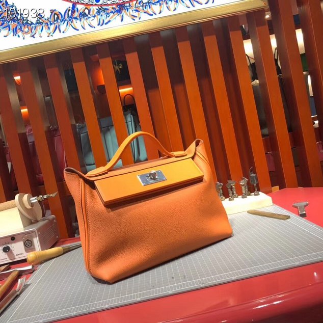 Hermes togo leather small kelly 2424 bag H03698 orange