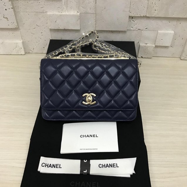 CC original lambskin woc chain bag 80982 navy blue