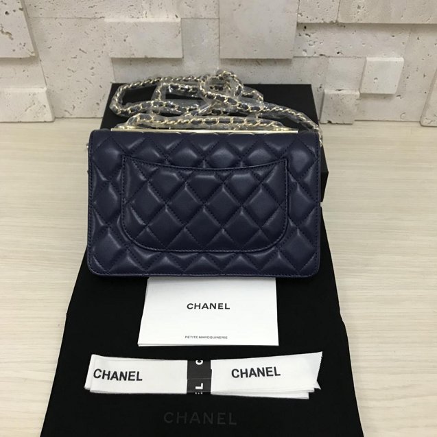 CC original lambskin woc chain bag 80982 navy blue