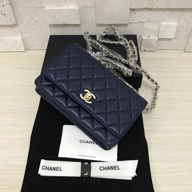 CC original lambskin woc chain bag 80982 navy blue