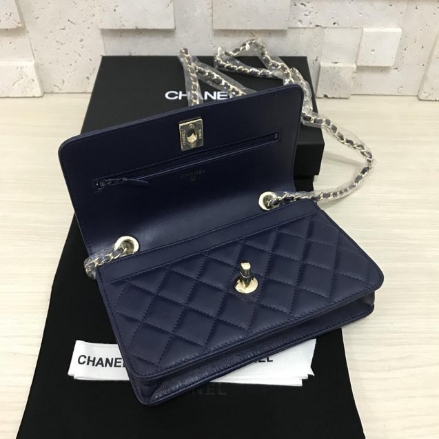 CC original lambskin woc chain bag 80982 navy blue