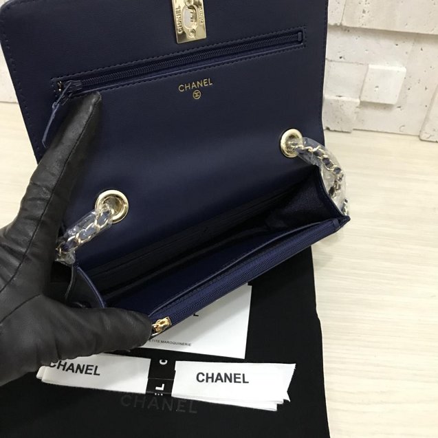 CC original lambskin woc chain bag 80982 navy blue