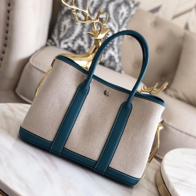 Hermes original canvas large garden party 36 bag G36 blue