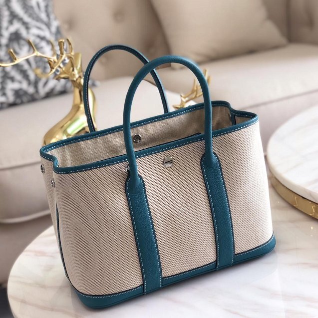 Hermes original canvas large garden party 36 bag G36 blue