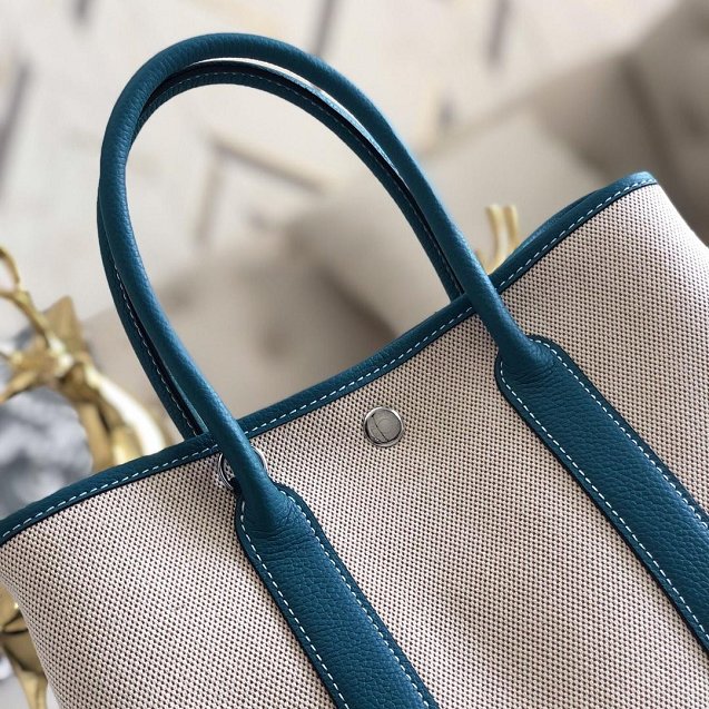 Hermes original canvas large garden party 36 bag G36 blue