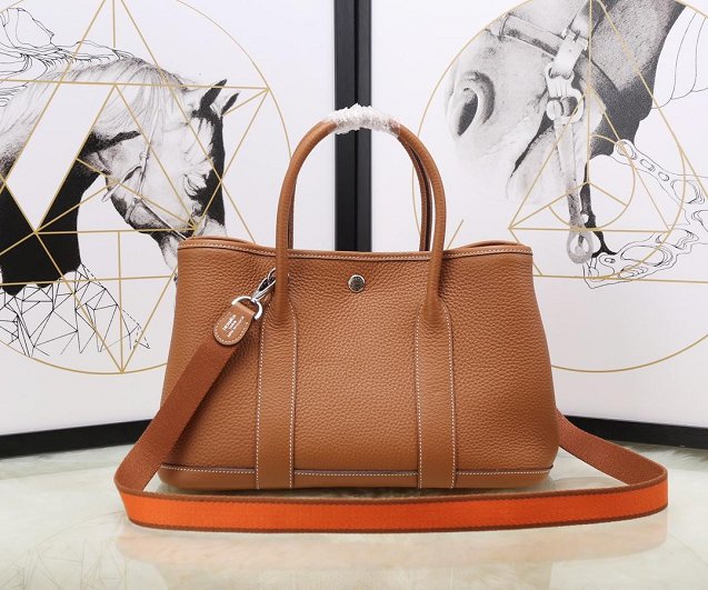 Hermes calfskin small garden party 30 bag G300 coffee