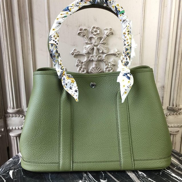 Hermes calfskin small garden party 30 bag G300 olive