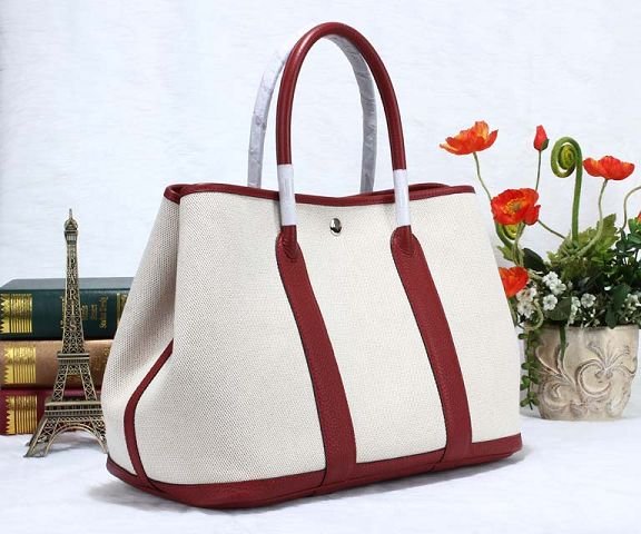 Hermes canvas garden party 30 bag G30 bordeaux