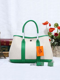 Hermes canvas garden party 30 bag G30 white&bright green