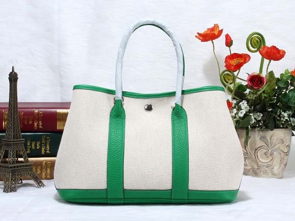 Hermes canvas garden party 30 bag G30 white&bright green