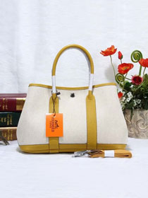 Hermes canvas garden party 30 bag G30 white&bright yellow