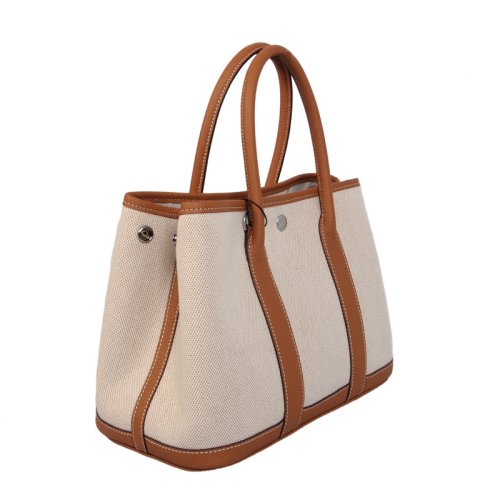 Hermes canvas garden party 30 bag G30 white&coffee