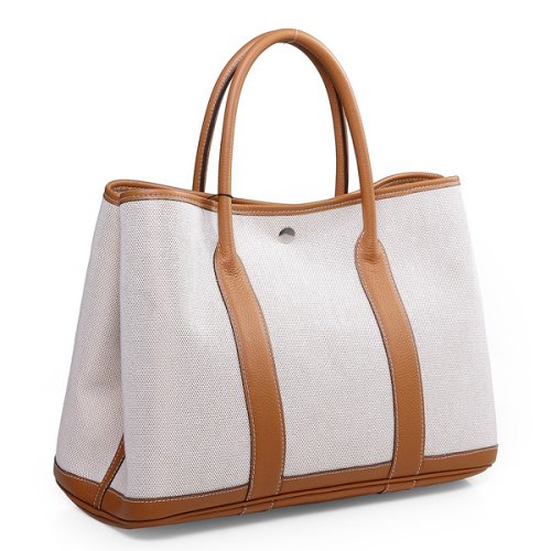 Hermes canvas large garden party 36 bag G36 white&coffee