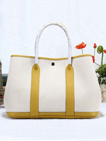 Hermes canvas large garden party 36 bag G36 white&lemon yellow