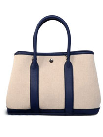 Hermes canvas large garden party 36 bag G36 white&navy blue