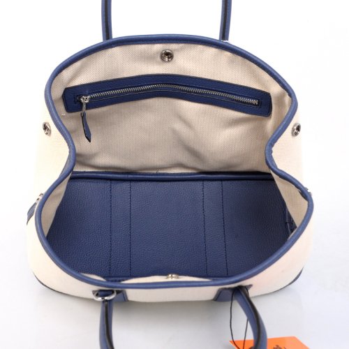 Hermes canvas large garden party 36 bag G36 white&navy blue