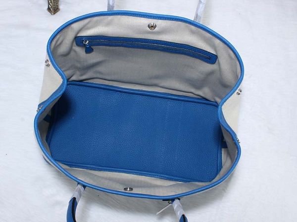 Hermes canvas large garden party 36 bag G36 white&royal blue