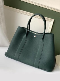 Hermes original calfskin painting lining large garden party 36 bag G3600 blackish green