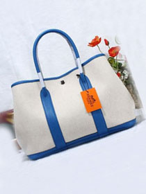 Hermes original canvas large garden party 36 bag G36 white&royal blue