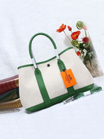 Hermes original canvas small garden party 30 bag G30 white&green