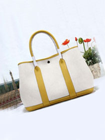 Hermes original canvas small garden party 30 bag G30 white&lemon yellow