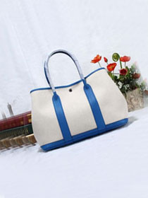 Hermes original canvas small garden party 30 bag G30 white&royal blue