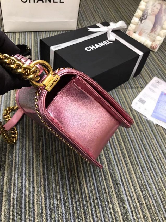 CC original python leather medium boy handbag A94804 pink